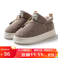 路韦羽棉拖鞋男士雪地鞋款冬季加绒厚底保暖女短靴  咖啡 42-43 42-43(适合41-42)