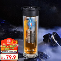 cica磁吸弹泡茶杯玻璃水杯男女高颜值2024双层茶水分离高硼硅杯子 （第四代2024）黑色 400ml