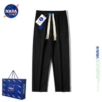 NASA LIKE潮牌裤子男春夏季宽松垂感休闲裤男女直筒阔腿裤运动卫长裤子 NASA联名-黑色 2XL