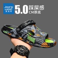 真维斯（Jeanswest）拖鞋男夏季外穿踩屎感软底凉拖鞋男休闲沙滩凉鞋 黑色 39/40码 39码/40码