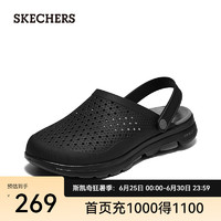 斯凯奇（Skechers）GOWALK男子包头护脚凉拖鞋休闲洞洞鞋 243002 黑色/炭灰色/BKCC 45.5