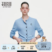Teenie Weenie小熊2024年夏装柔软亲肤毛针织空调开衫薄款毛衣披肩 蓝色 160/S