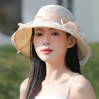 香雪羽秀真丝帽子女款夏季防晒帽女防紫外线遮阳帽女士时尚百搭太阳帽 灰色 M（56-58cm）