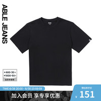 ABLE JEANS 24夏季男士TEE运动街头宽松短袖男t恤男881227 黑色 XS