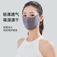 财拓夏季防晒口罩女透气护眼角腮红防紫外线显脸小遮脸面罩开车遮阳凉 深灰色 1个 均码