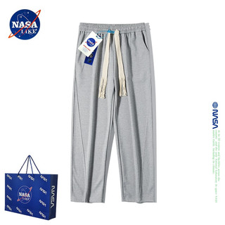 NASA LIKE潮牌裤子男春夏季宽松垂感休闲裤男女直筒阔腿裤运动卫长裤子 NASA联名-灰色 2XL