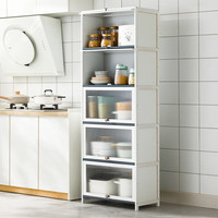 木马人多层厨房餐边柜碗柜客厅储物柜现代简约置物柜边柜靠墙家用收纳柜 【长虹翻门】五层60长