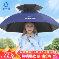 渔之源 钓鱼伞帽 黑胶双层户外遮阳防晒防雨儿童采茶环卫帽子伞头戴伞
