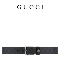 GUCCI古驰饰互扣式双G细节腰带 黑色 95cm