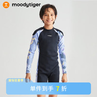 moodytiger儿童泳衣夏季恒温防晒阻挡紫外线游泳服运动泳服 炭黑色 130cm