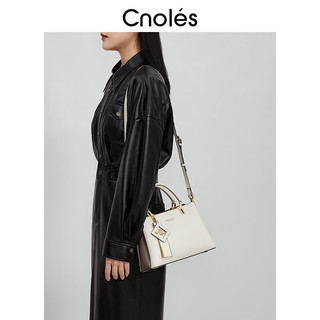 蔻一（Cnoles）牛皮包包女包手提包轻奢侈高级感品牌女士斜挎包母亲节 奶咖礼盒装520
