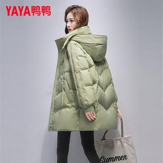 鸭鸭（YAYA）羽绒服女中长款2024冬季连帽时尚简约百搭宽松舒适保暖外套SX