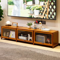 木马人客厅落地茶几轻奢电视机柜组合简约现代卧室收纳柜地台电视桌 【透明翻门】70长（单个装）