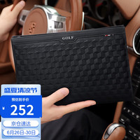 高尔夫（GOLF）男士手包头层牛皮手拿包菱格印花多卡位手机信封包时尚手抓包