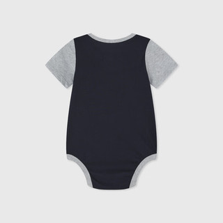 GAP婴儿2024夏季logo撞色印花短袖连体衣儿童装包屁衣505583  海军蓝 73cm(6-9月)亚洲尺码