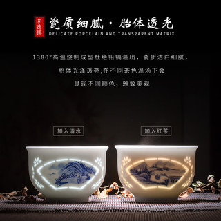 末都 青花玲珑茶杯 景德镇手绘陶瓷山水品茗杯主人杯功夫单杯中式茶具 【玲珑山水】大口杯90ml