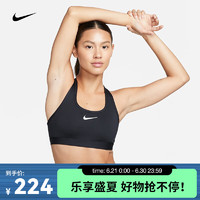 耐克（NIKE）女子中强度支撑速干衬垫运动内衣 SWOOSH DX6822-010 XS