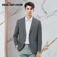 柒牌（SEVEN）男装休闲西服男2024春季青年男士单西修身正装平驳领西装 灰绿 B44/165/88B（130斤以内）