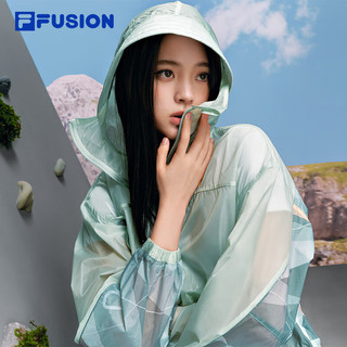 FILA FUSION斐乐潮牌欧阳娜娜同款2024夏季时尚防晒梭织连帽上衣 柏松绿-GN 185/100A/XXXL