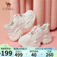 骆驼（CAMEL）老爹鞋女解构拼接绑带显高厚底休闲鞋 L23A577140 米色 40 
