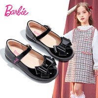 芭比童鞋春秋儿童皮鞋女童经典亮皮学院风演出黑皮鞋DA5850黑色34码