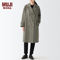 无印良品（無印良品 MUJI）女式 不易沾水 双排扣大衣 风衣 外套秋 浅灰棕色 2A XL（165/92A）