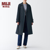 无印良品（MUJI）女式 不易沾水 双排扣大衣 风衣 外套秋 深藏青色 3S XXL（170/96A）