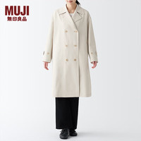 无印良品（無印良品 MUJI）女式 不易沾水 双排扣大衣 风衣 外套秋 象牙色 3S L（165/88A）