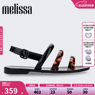 Melissa梅丽莎夏季女士平底凉鞋撞色拼接时尚休闲凉拖33972 黑色/玳瑁色 38