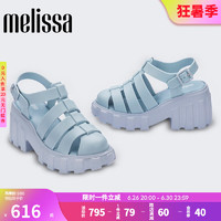 Melissa（梅丽莎）2023款Megan高跟时尚果冻罗马齿轮凉鞋女33835 浅蓝色 (AV347) 39