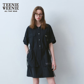 Teenie Weenie【凉感】小熊女装2024夏户外风连衣裙工装甜酷风 黑色 165/M