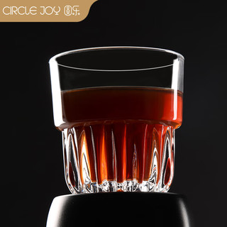 circle joy 圆乐 玻璃咖啡复古竖纹冰美式冰咖啡壶拿铁杯意式浓缩杯 2只装