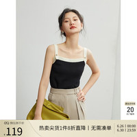 自巧小个子吊带背心针织衫女春秋感内搭外穿针织上衣 黑白拼接 XXS