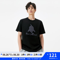 马克华菲【LOGO鲸鱼印花】夏季款宽松圆领休闲短袖男士短袖T恤 311纯黑 2XL