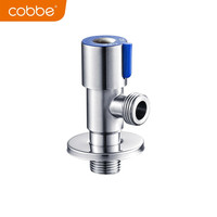 卡贝(cobbe)不锈钢加厚三角阀冷热水阀热水器通用红蓝八字阀开关4分止水阀 304不锈钢冷标