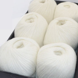 帝诺羊绒围巾线羊绒线织围巾毛线手工diy材料包织毛线团粗羊毛线 01本白色 1盒 （6两/6团）