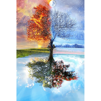 【带大图纸】高难度1000片木质拼图成人儿童智力玩具减压趣味动漫卡通风景油画布达佩斯大饭店 彩色四季树(配大图纸) 1000片木质分区