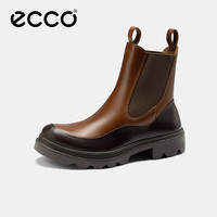 爱步（ECCO）【Natacha联名】靴子女 23冬季防滑粗跟切尔西靴 革新214783 胡桃棕/摩卡棕21478358817 35