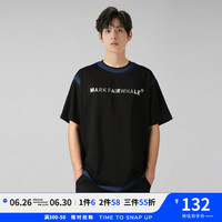 马克华菲【冰爽长绒棉】夏季款撞色潮流字母印花休闲短袖T恤男 纯黑 3XL