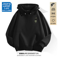 JEANSWEST LIFE真维斯连帽卫衣男春秋重磅潮流外套休闲绿色盆栽宽松百搭上衣 黑/ZS小盆栽 4XL【200-230斤】