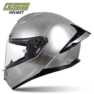 GSBgsb头盔361GT摩托车头盔大尾翼男全盔全覆式头盔四季 预留耳机槽 亮镀铬灰（复古银） L（55-56头围） （热销）亮镀铬灰（复古银）