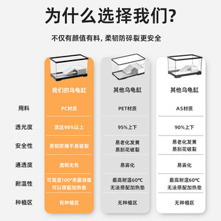 BARBAROUS GROWTH乌龟缸家用带晒台爬台生态亚克力饲养箱造景水循环客厅造景小鱼缸 裸缸【破损包赔】 PET 40*20.5*22.5【高清透白】 武士黑