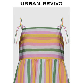 URBAN REVIVO 女士甜美多巴胺彩色条纹吊带连衣裙 UWU740117 玫粉条纹 S