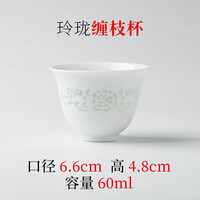 瓷都窑火 景德镇镂空纯白陶瓷功夫茶杯品茗杯茶盏中式白瓷玲珑瓷主人杯单个 白瓷玲珑【缠枝杯】