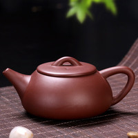 康韵 原矿紫砂茶壶功夫茶具单茶壶家用日式茶具办公室泡茶壶 朱泥-石瓢壶