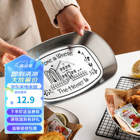 舍里西餐厅复古餐盘薯条装盘创意马口铁小托盘干果盘零食盘小吃盘 房子- 25.5cm 单个入
