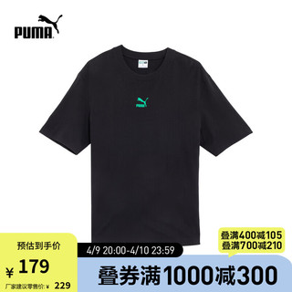 彪马（PUMA） 男女同款休闲印花短袖T恤 SUMMER SKATING TEE 630111 黑色-01 M(175/96A)