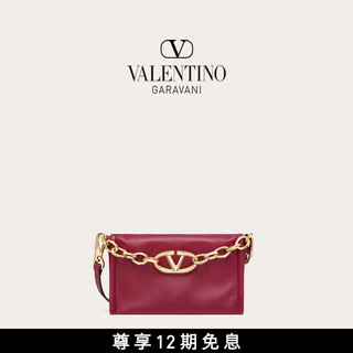 华伦天奴VALENTINO女士 VLOGO CHAIN 羊皮链条手袋 深红色 均码