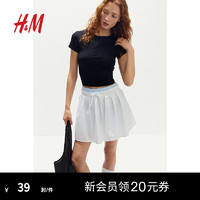 H&M2024夏季女装修身T恤1234741 黑色 160/88