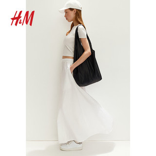 H&M2024夏季女装修身T恤1234741 奶油色 170/104